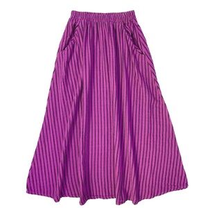 Curator SF Striped Fawn Skirt Hot Pink Midi Skirt